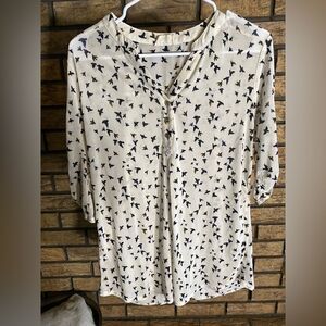 Ember sheer white blouse with birds‎